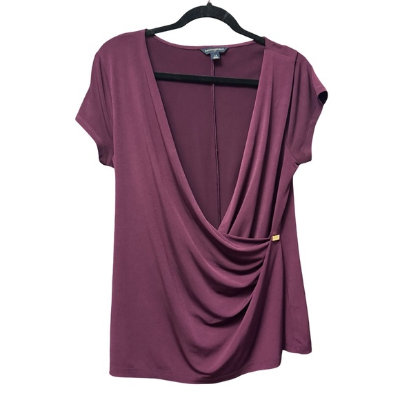 Banana Republic Tops - Banana Republic short-sleeve draped v-neck top in a deep plum color.